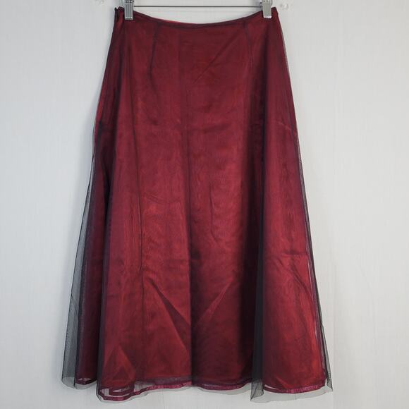 Vintage Express beaded tulle overlay skirt size 1/2 red black whimsigoth Y2K - Picture 4 of 8